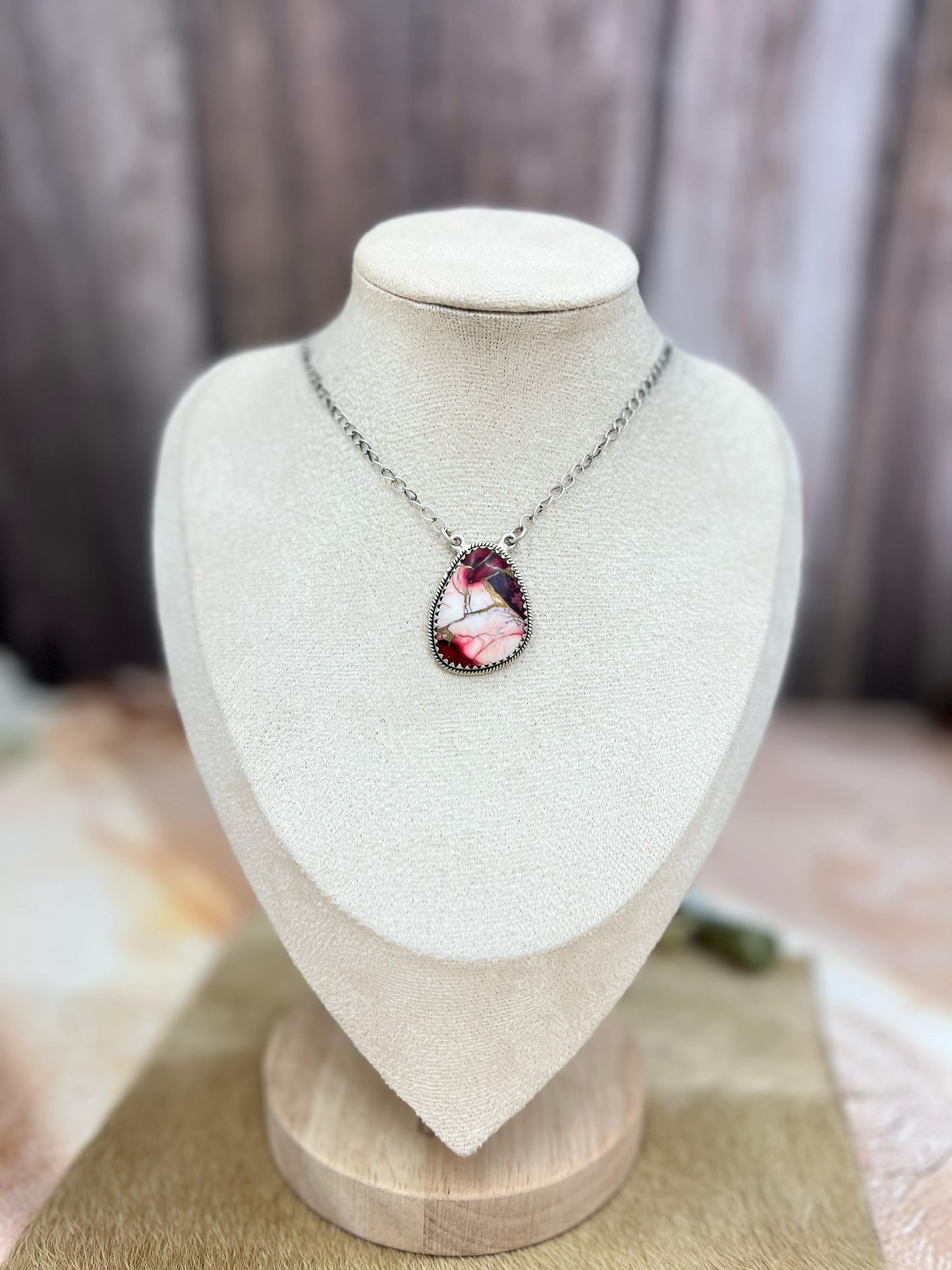 Handmade Sterling Silver Dahlia Rose Necklace with Signed Nizhoni