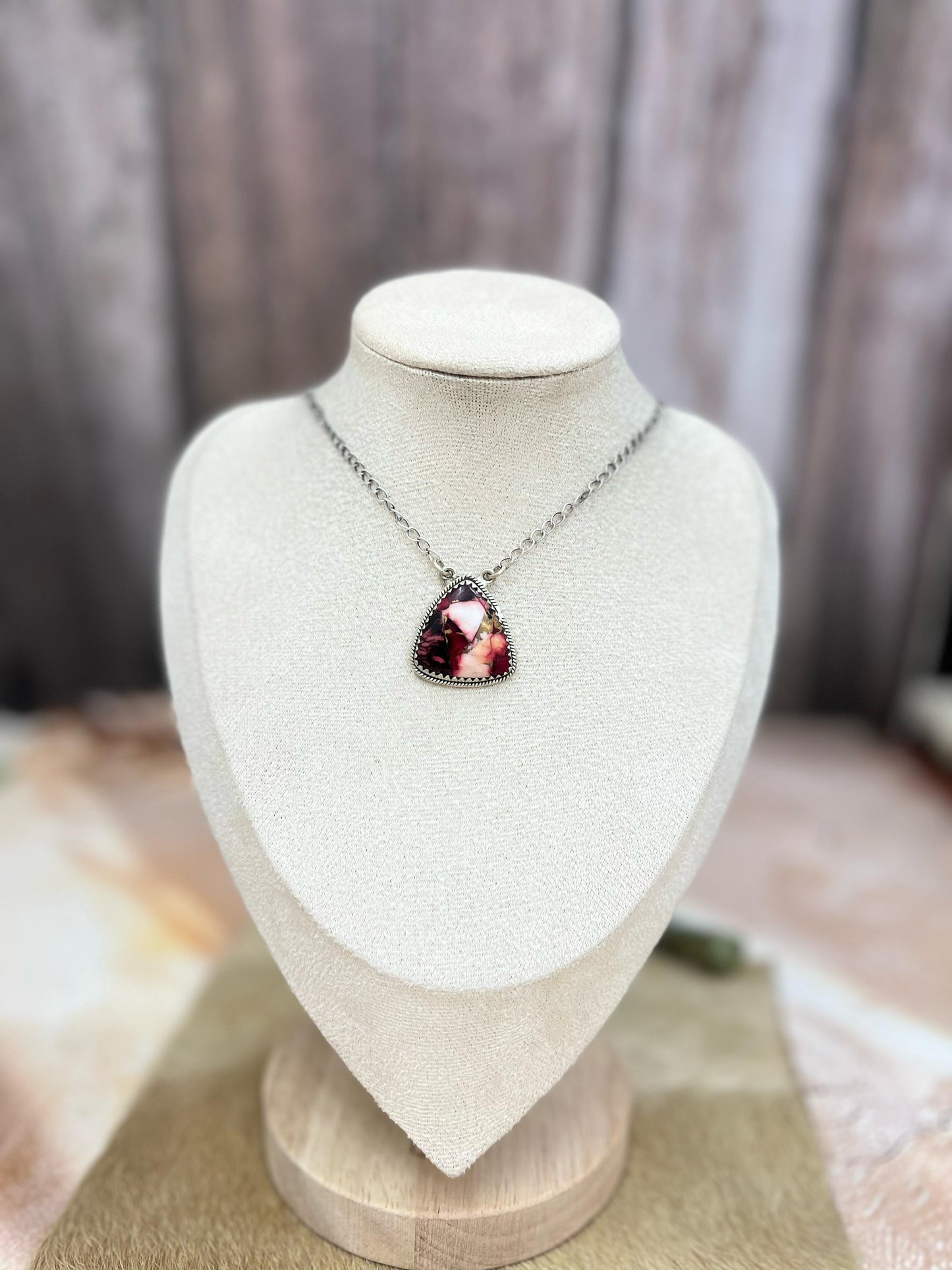 Handmade Sterling Silver Dahlia Rose Necklace with Signed Nizhoni