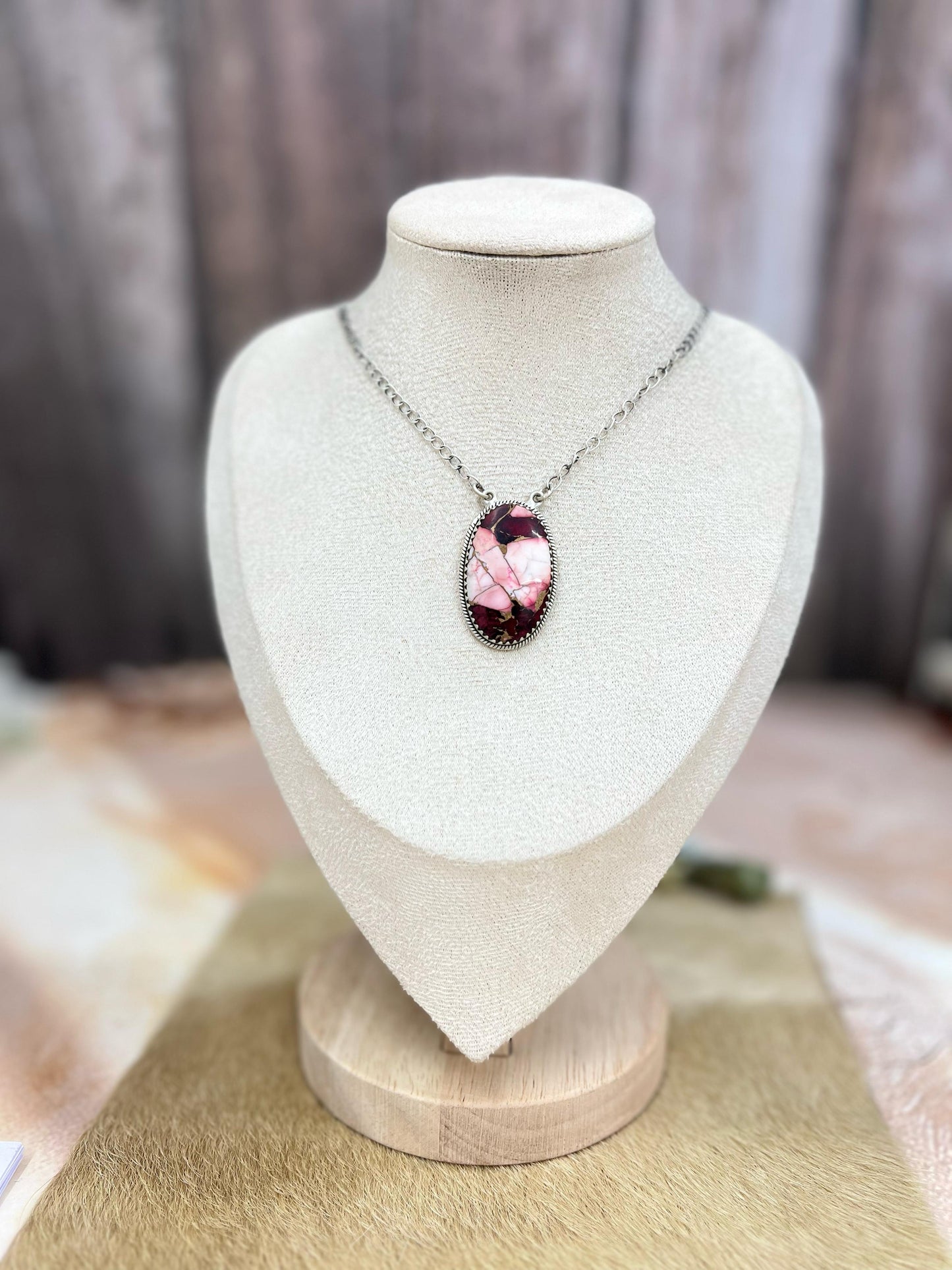 Handmade Sterling Silver Dahlia Rose Necklace with Signed Nizhoni