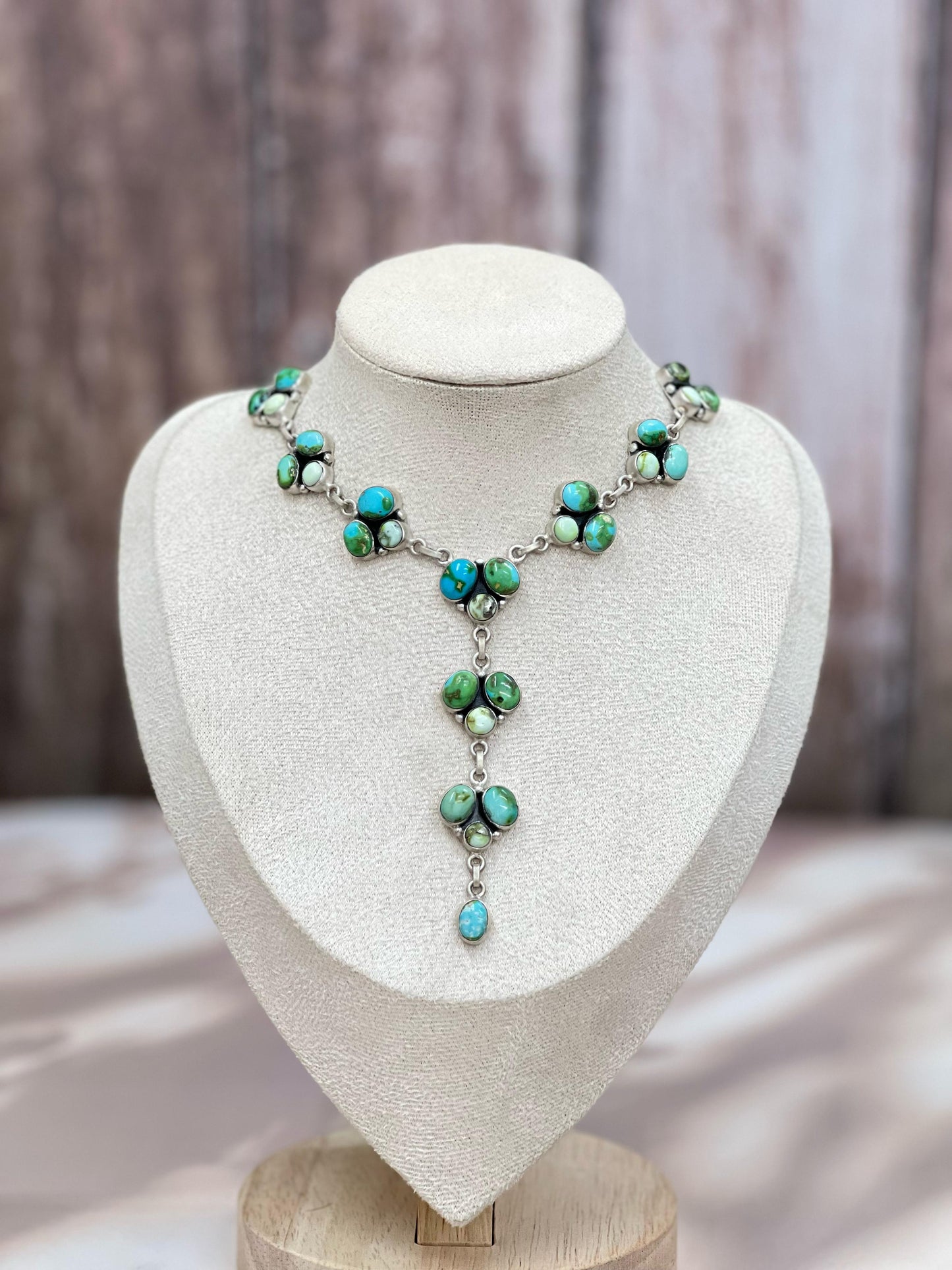 Handmade Sterling Silver Multi Stones Necklace with Signed Nizhoni