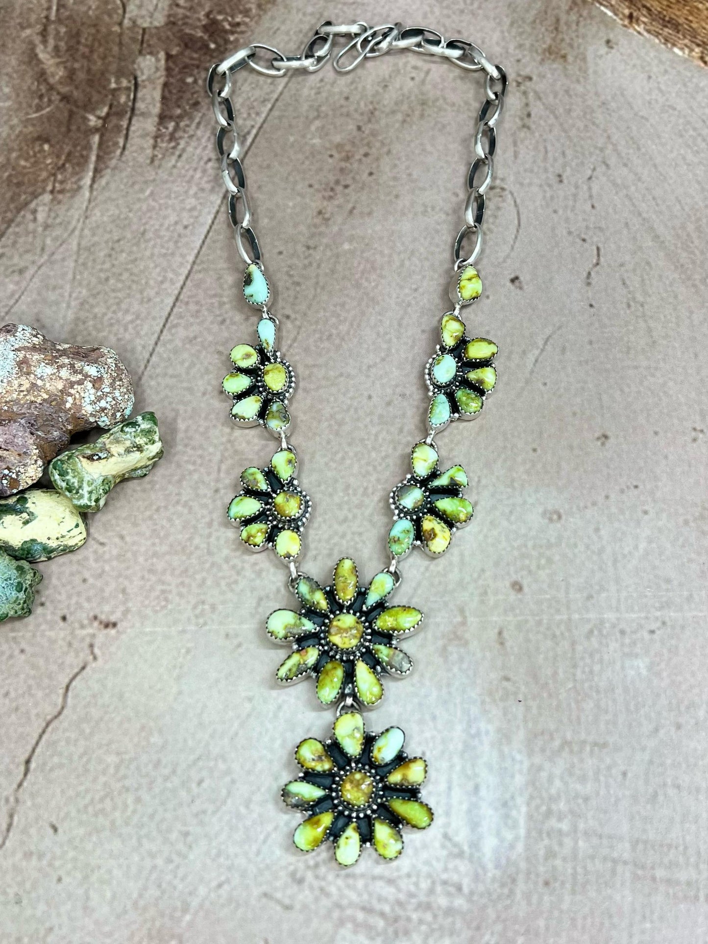 Handmade Sterling Silver Palomino Turquoise Necklace with Signed Nizhoni (h9)