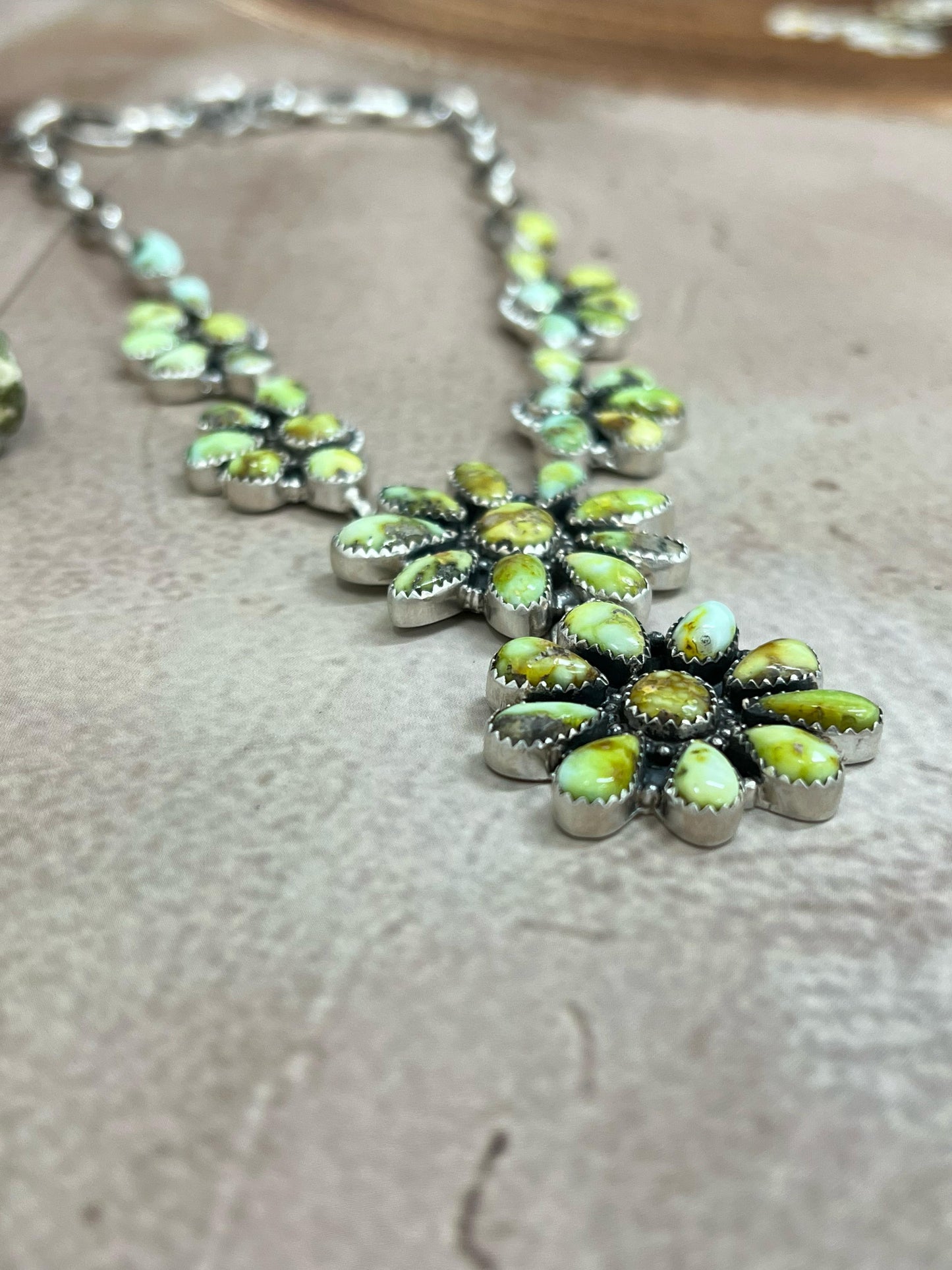 Handmade Sterling Silver Palomino Turquoise Necklace with Signed Nizhoni (h9)