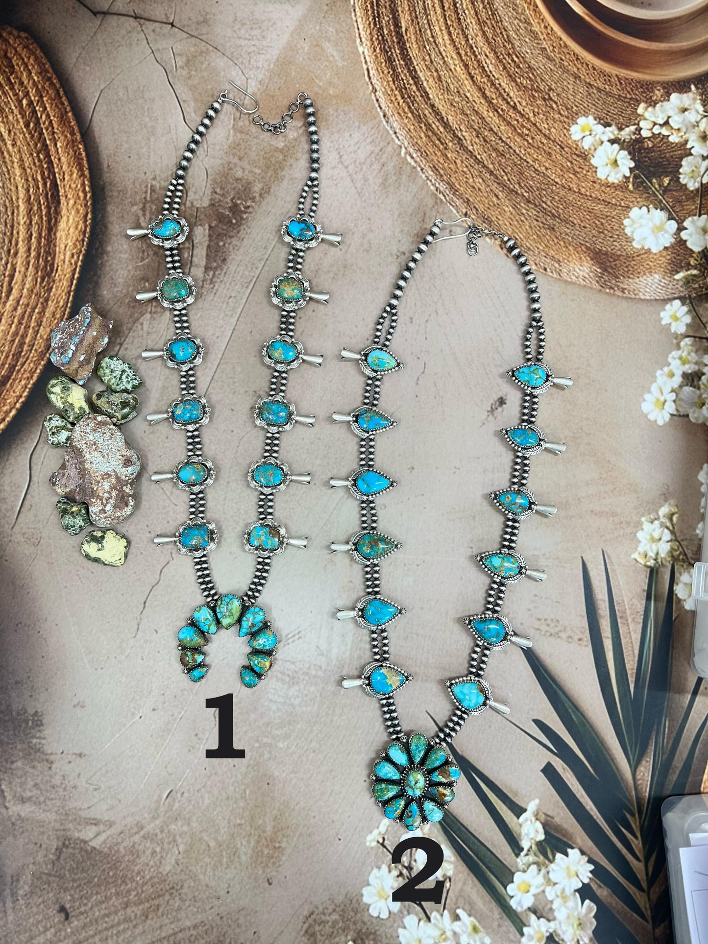Handmade Sterling Silver South Hill Turquoise Necklace with Signed Nizhoni