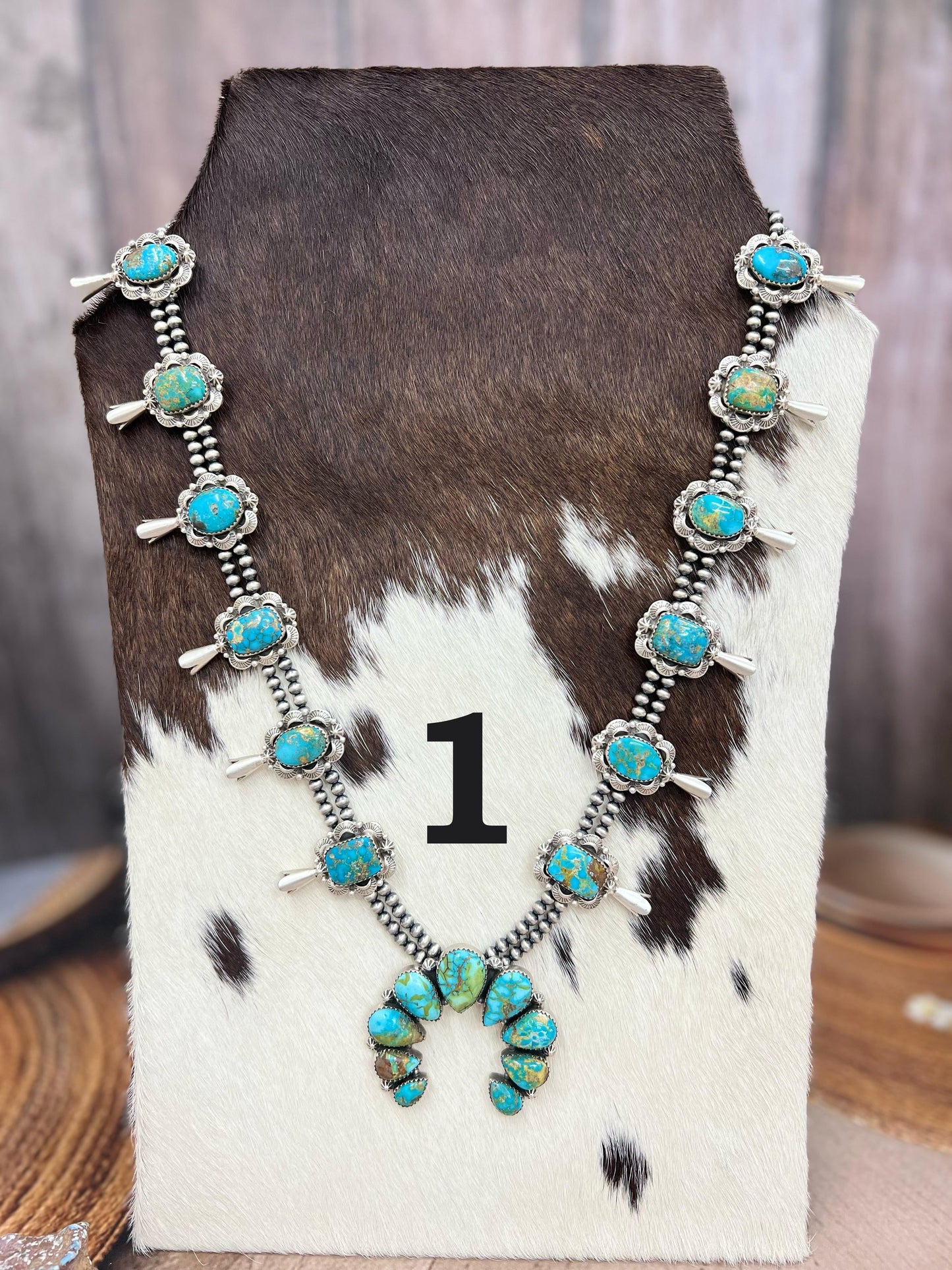 Handmade Sterling Silver South Hill Turquoise Necklace with Signed Nizhoni