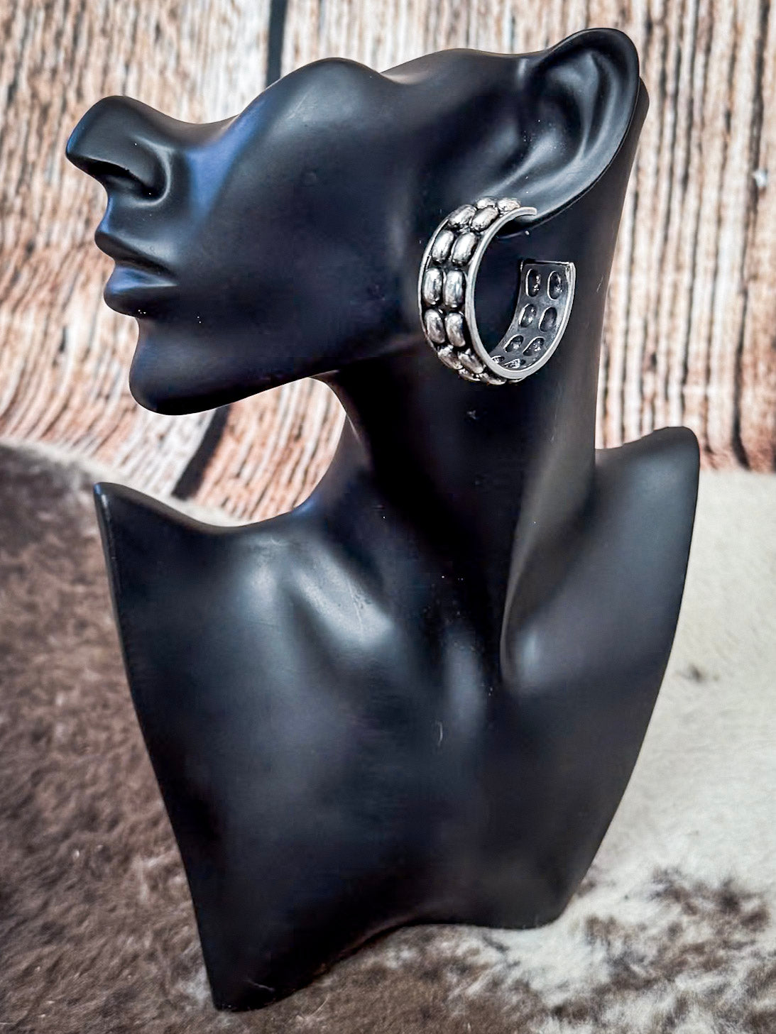 Abilene Metal Bubble Fashion Stud Hoop Earrings