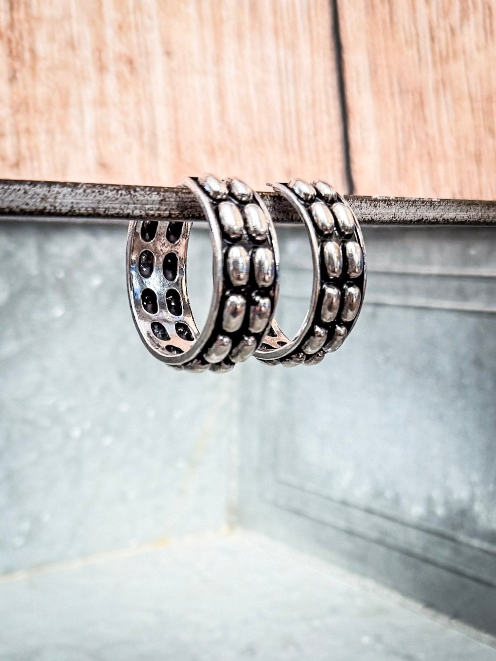 Abilene Metal Bubble Fashion Stud Hoop Earrings