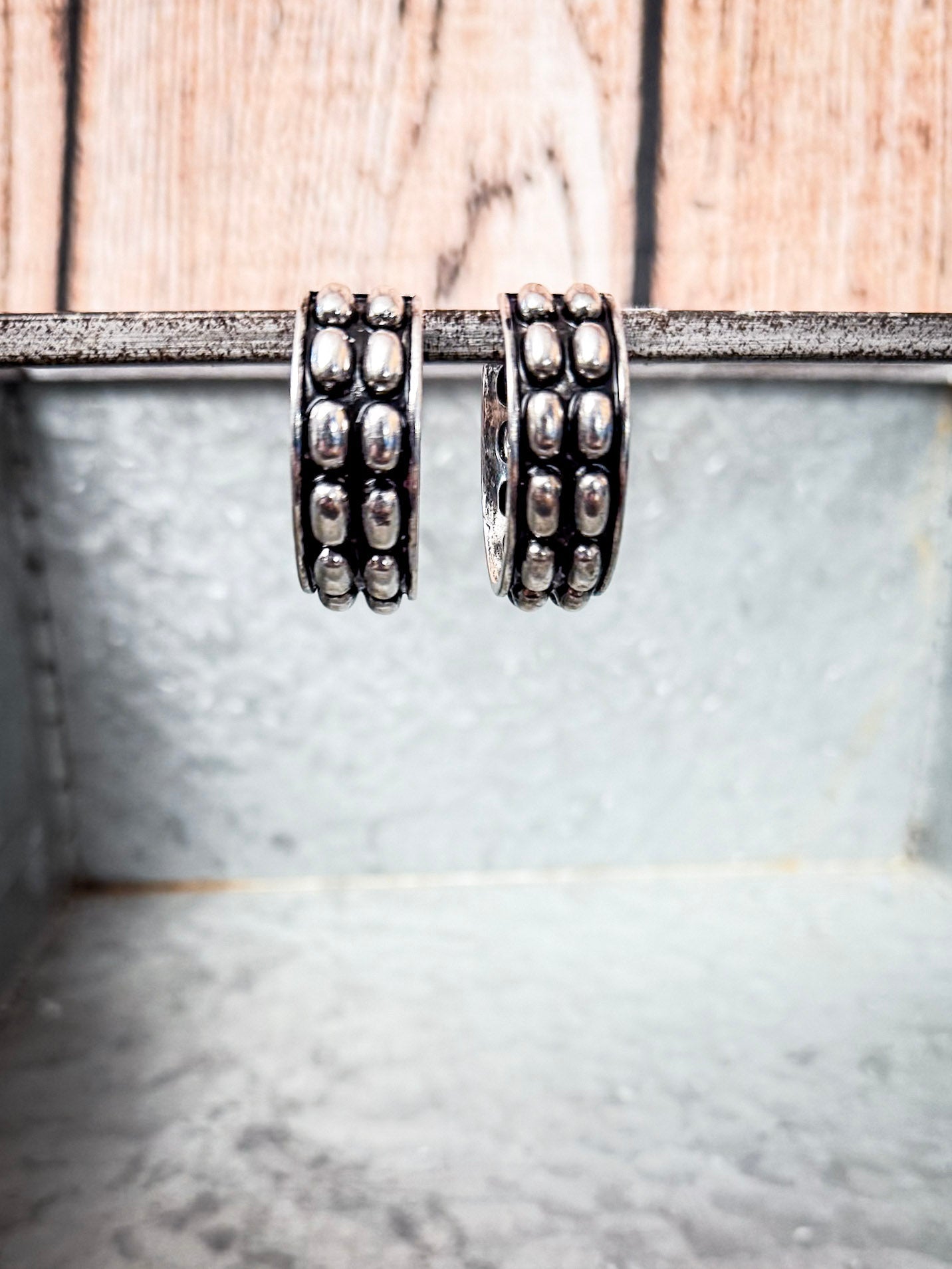 Abilene Metal Bubble Fashion Stud Hoop Earrings