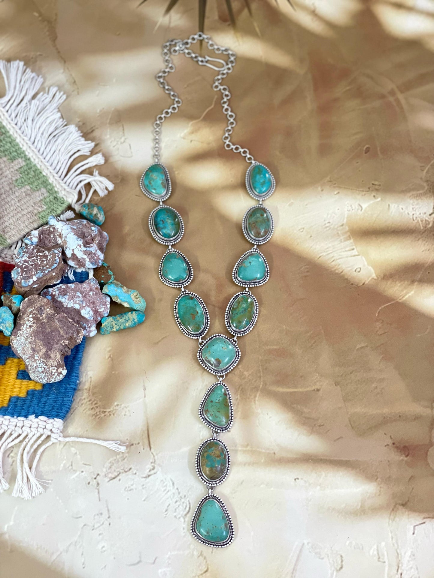 Handmade Sterling Silver Royston Turquoise Necklace, Signed Nizhoni