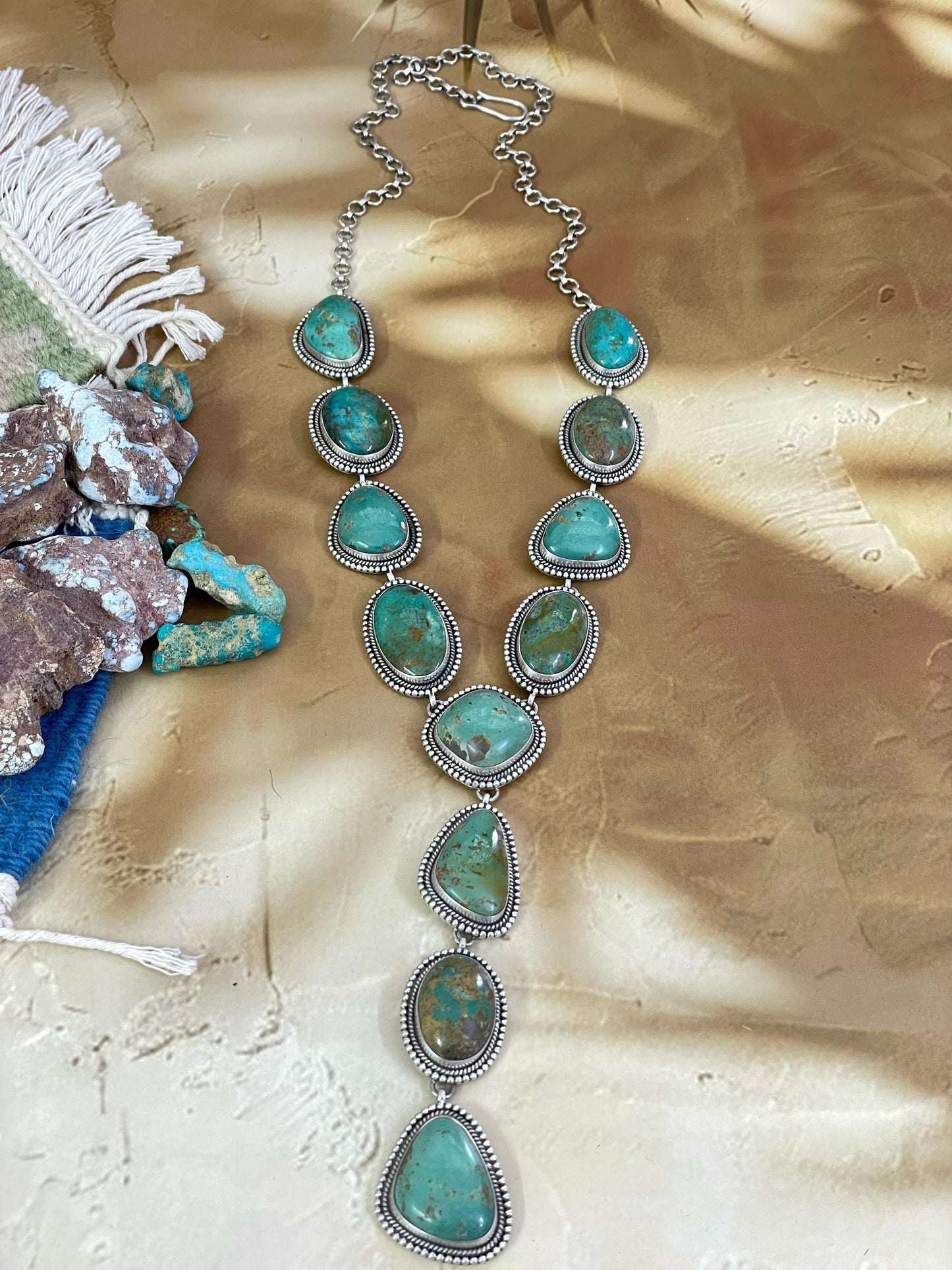 Handmade Sterling Silver Royston Turquoise Necklace, Signed Nizhoni