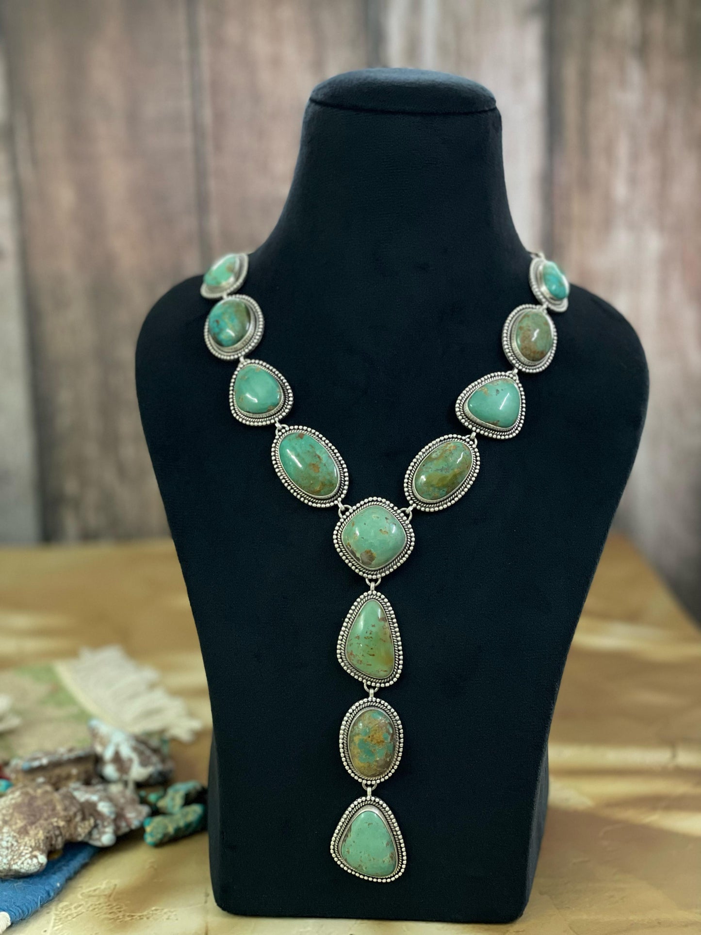 Handmade Sterling Silver Royston Turquoise Necklace, Signed Nizhoni