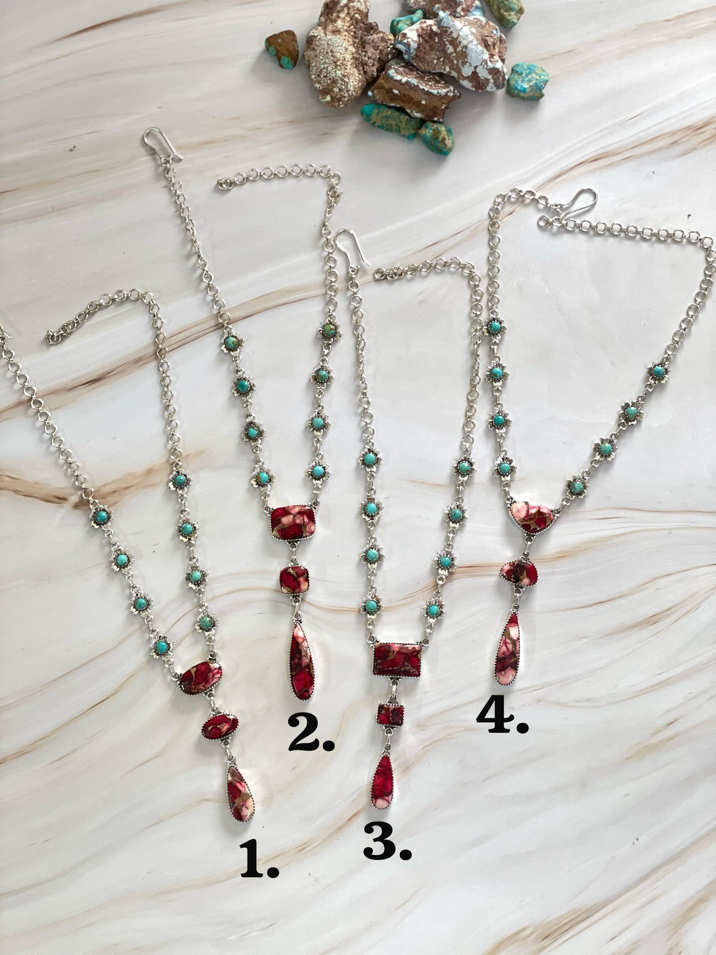 Handmade Sterling Silver Rose Dahlia and Mojave Turquoise Necklace, Signed Nizhoni