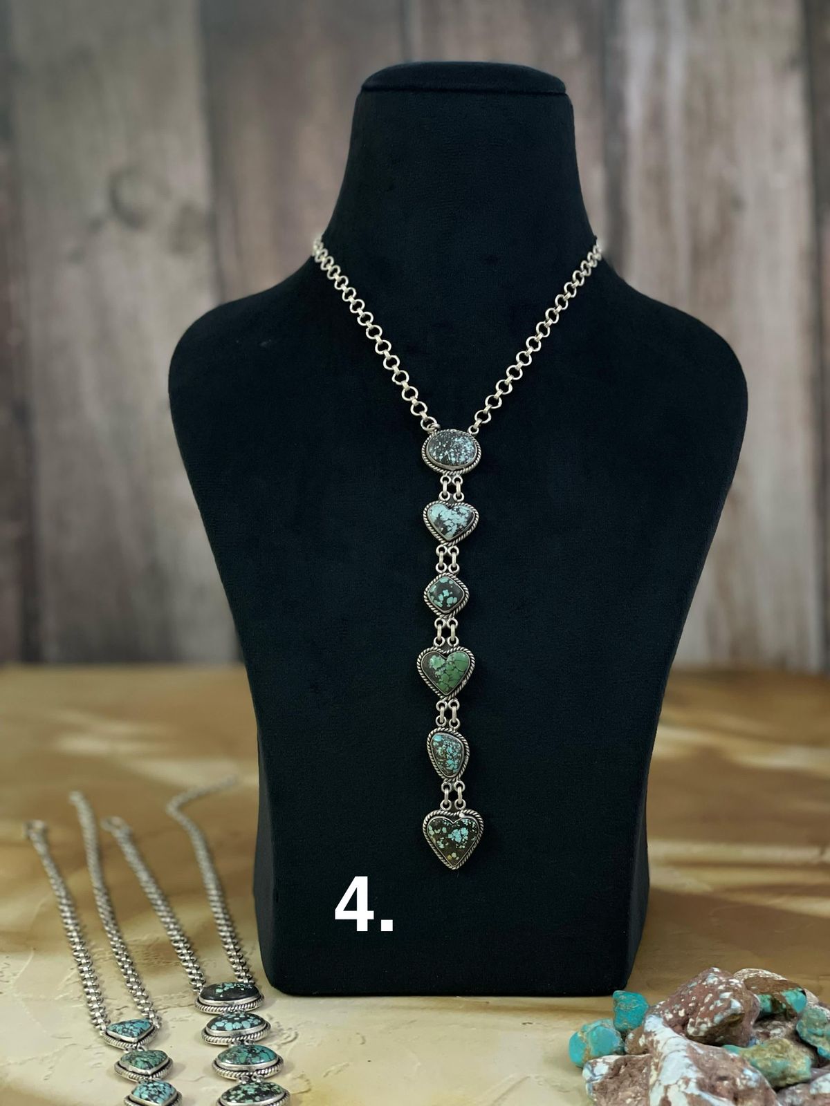 Handmade Sterling Silver Lander Turquoise Necklace, Signed Nizhoni