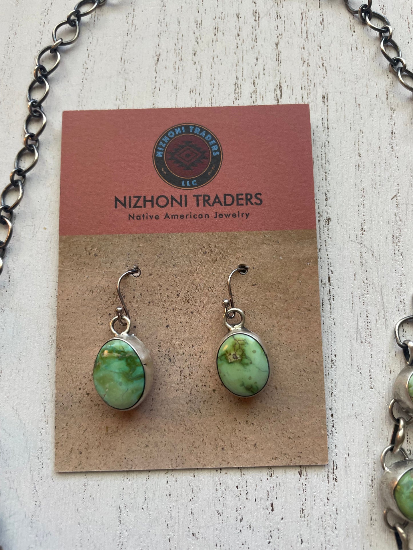 Beautiful Navajo Sterling Silver Sonoran Mountain Turquoise Necklace & Earring Set Signed B Johnson
