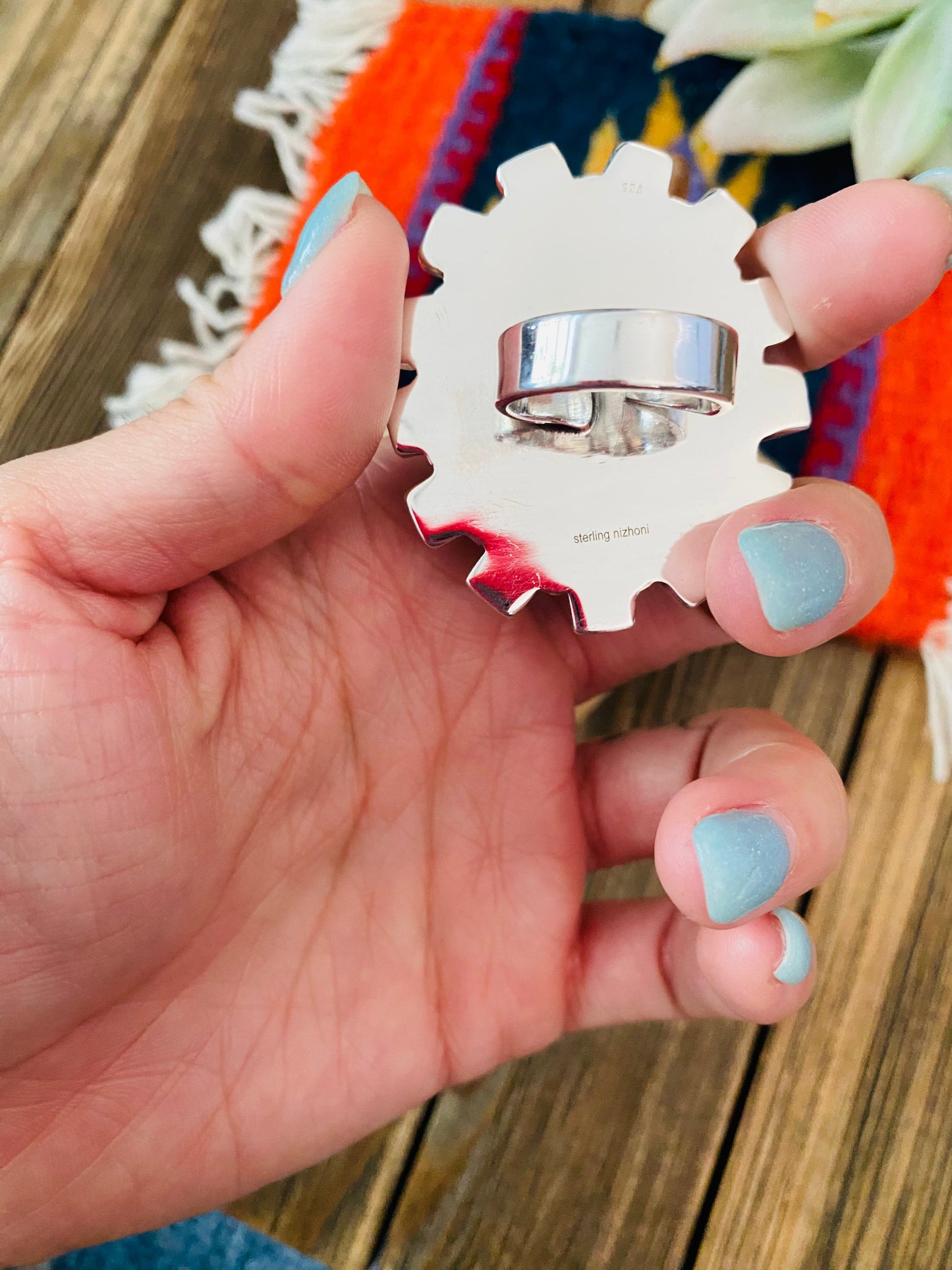 Handmade Sterling Silver & Turquoise Cluster Adjustable Ring