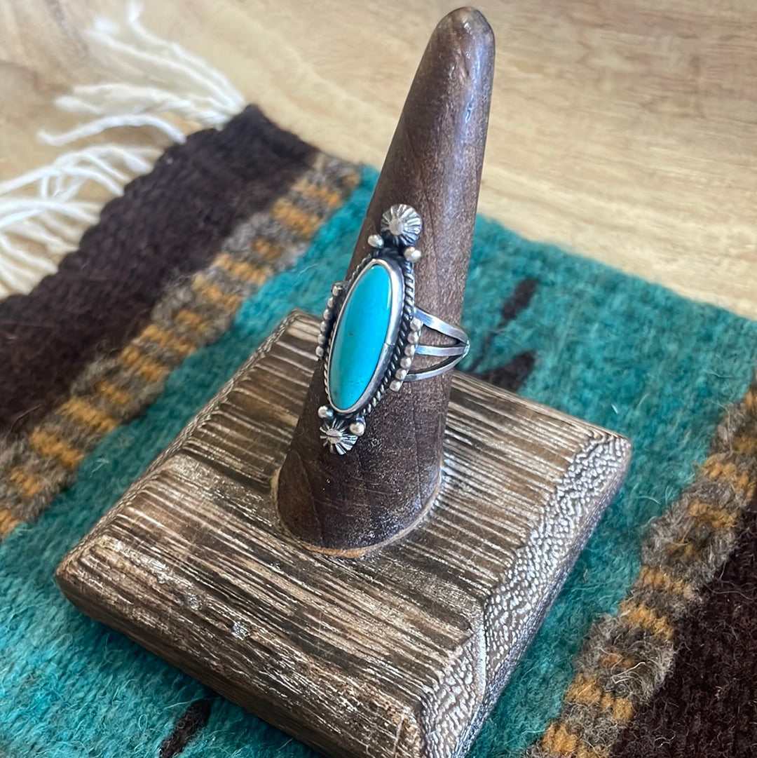 Navajo Single Stone Oval Turquoise Sterling Silver Ring