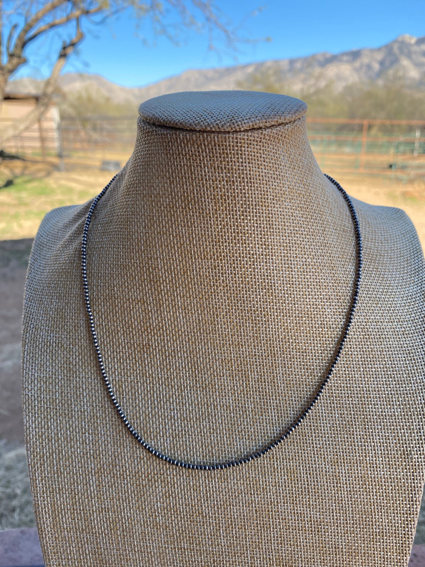 2mm Sterling Silver Pearl Beaded 14” Necklace