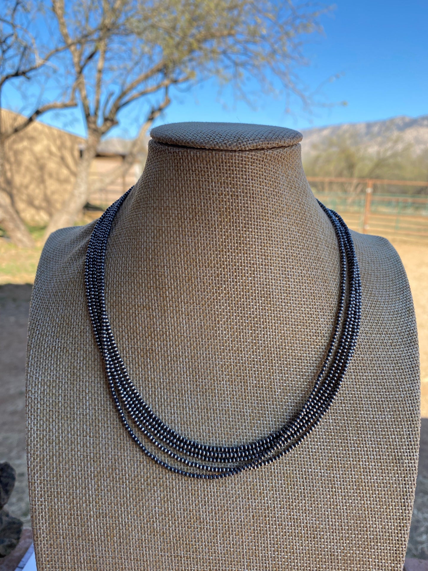 2mm Sterling Silver Pearl Beaded 14” Necklace