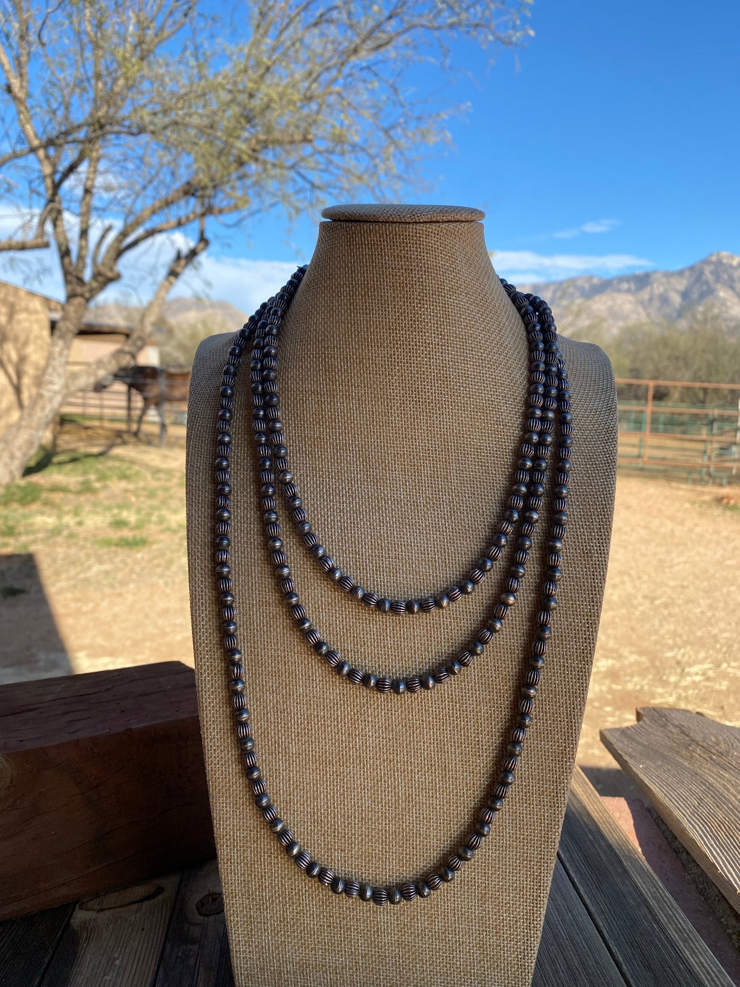 Custom 6mm Navajo Pearl Style 70 inch beads