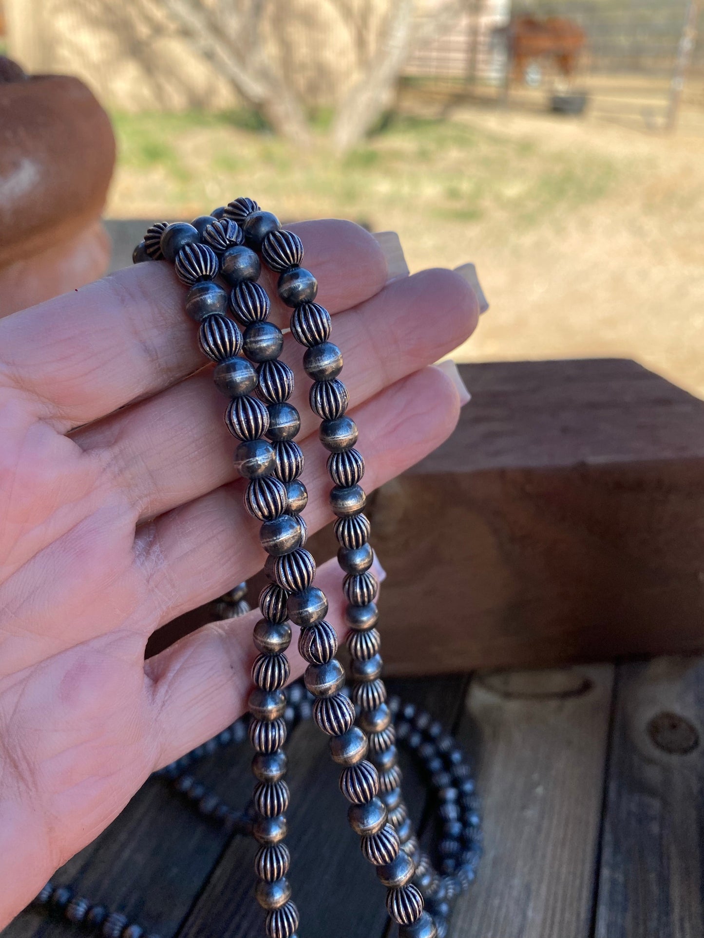 Custom 6mm Navajo Pearl Style 70 inch beads