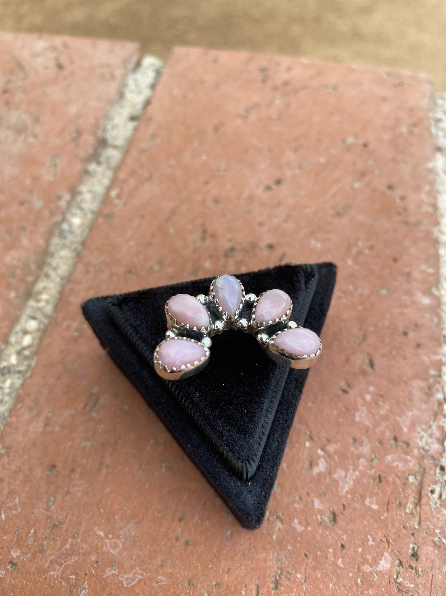 Pink Opal & Sterling Silver Diamond Wrap Ring