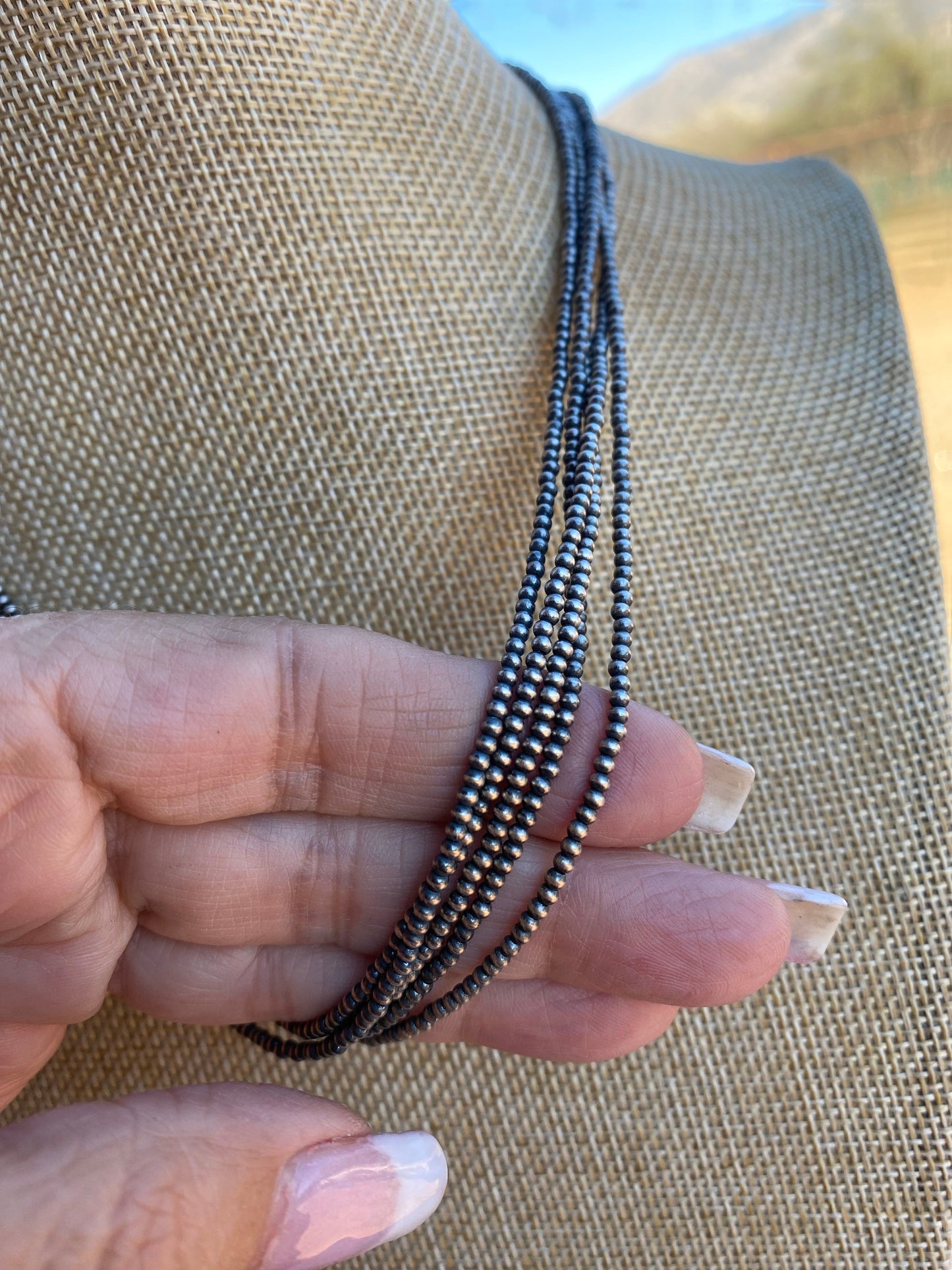 2mm Sterling Silver Pearl Beaded 14” Necklace