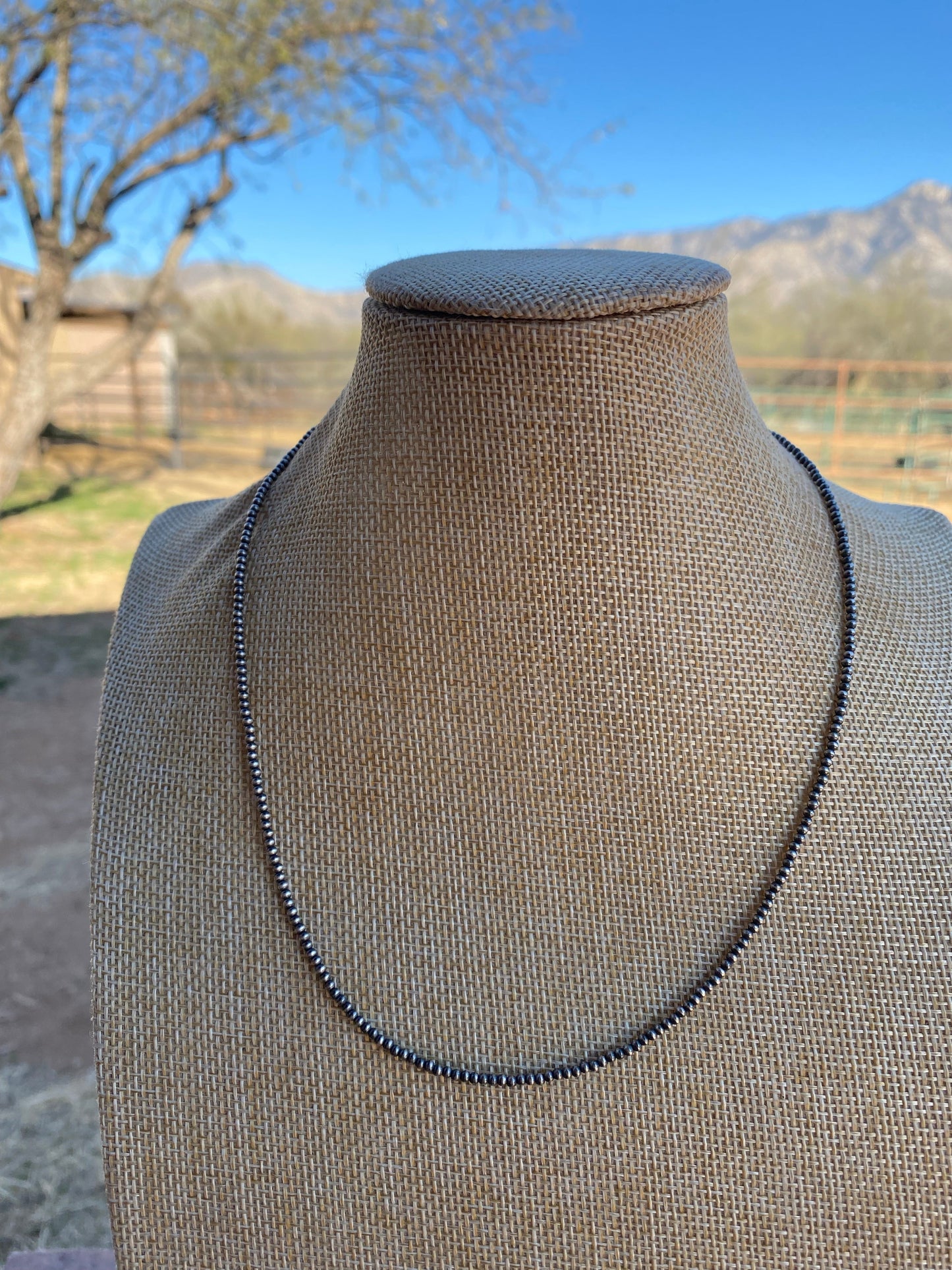 2mm Sterling Silver Pearl Beaded 14” Necklace
