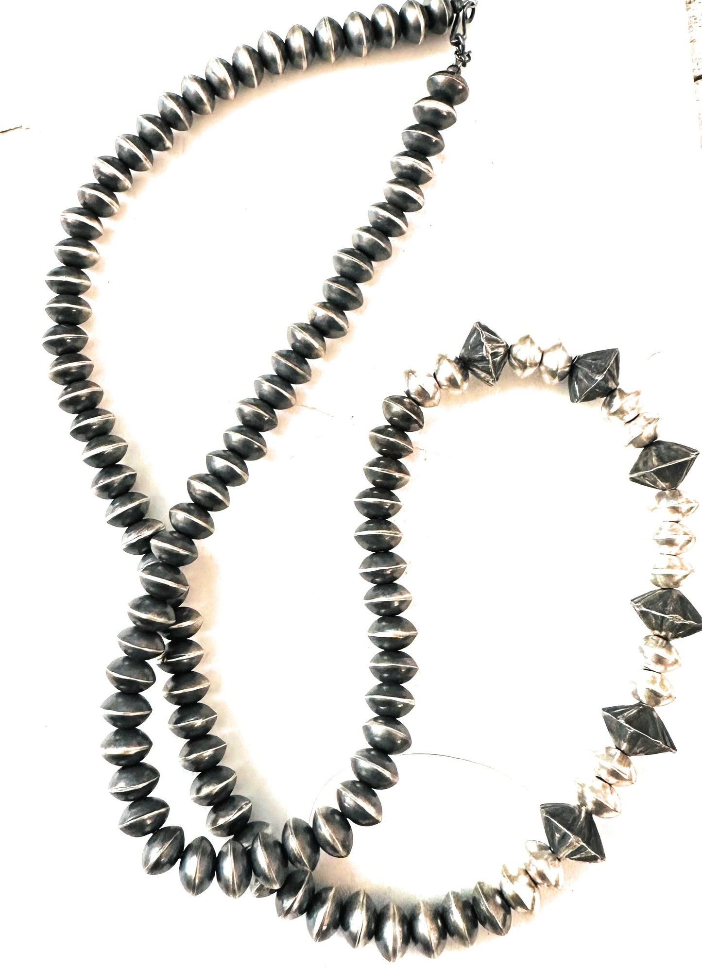 Navajo Sterling Silver Pearl Beaded Necklace 30”