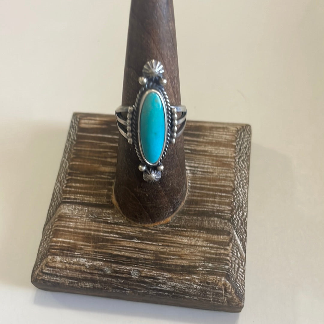 Navajo Single Stone Oval Turquoise Sterling Silver Ring
