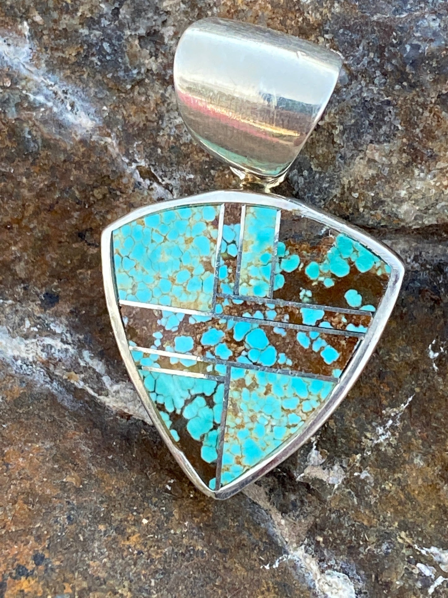 Navajo Turquoise 8 Triangle Pendant Necklace