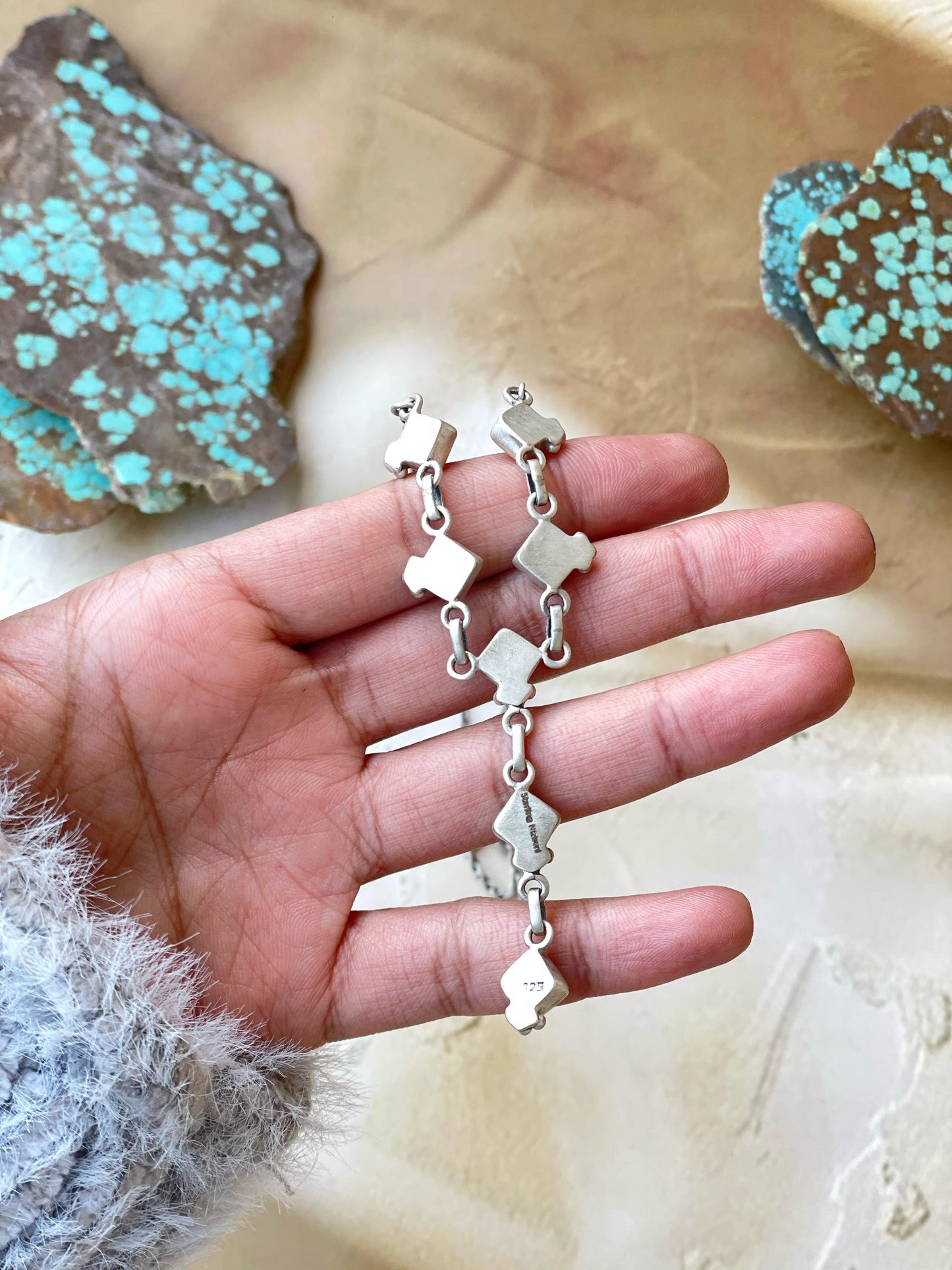 Handmade Sterling Silver, Turquoise & Pink Dream Mojave Drop Necklace