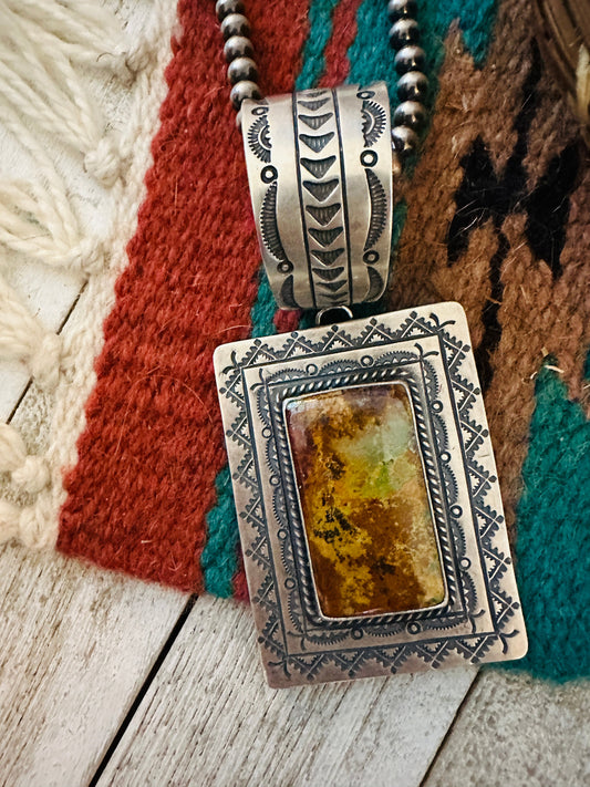 Navajo Sterling Silver & Royston Turquoise Pendant