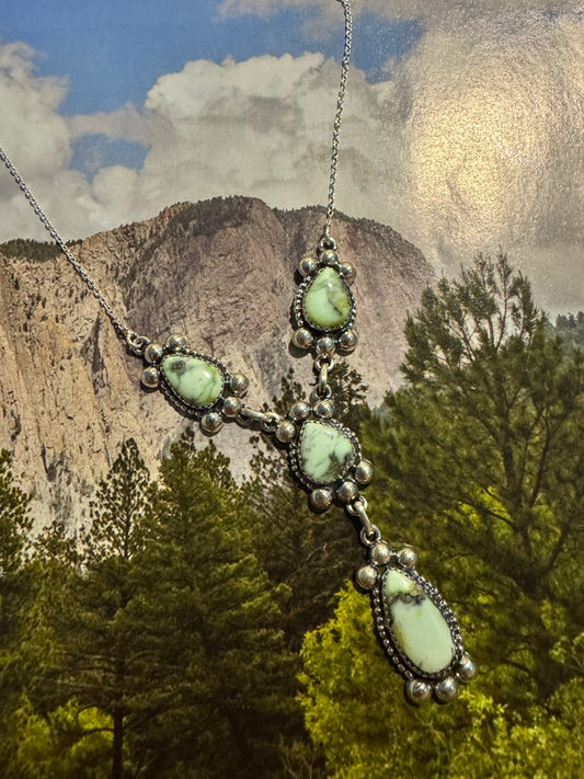 Beautiful Handmade Sterling Silver & Palomino Lariat Necklace