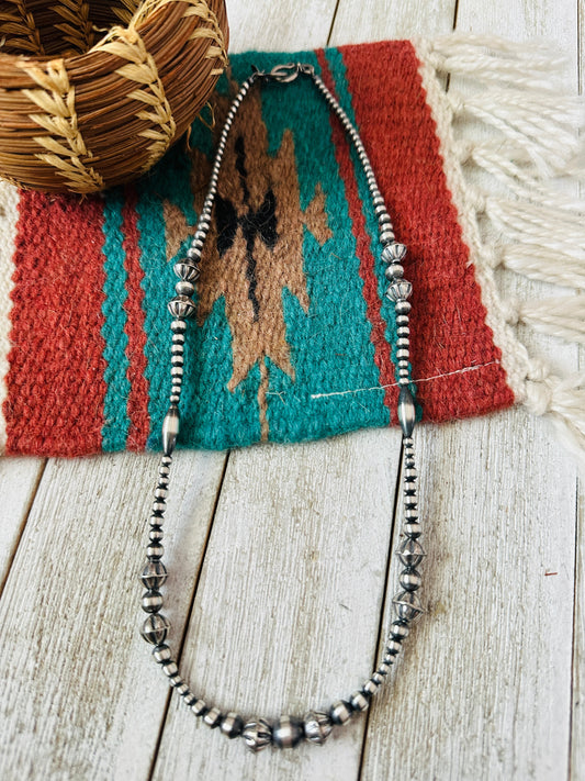 Navajo Sterling Silver Pearl Beaded Necklace