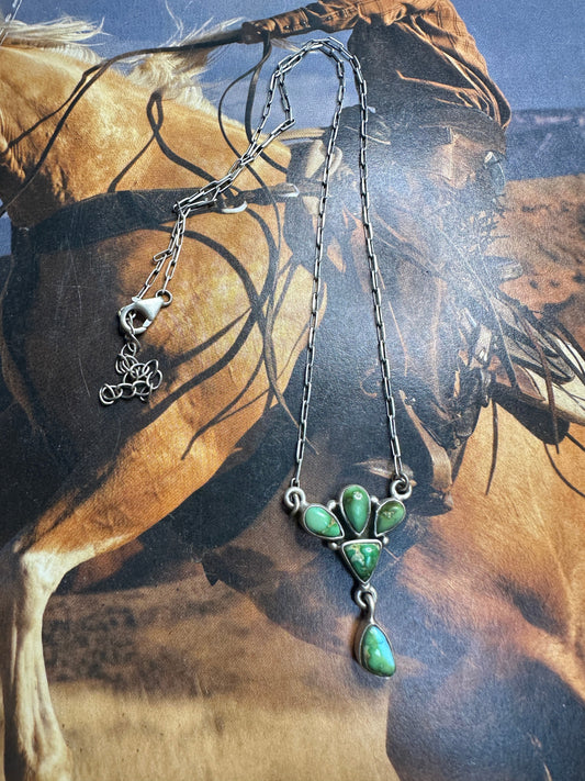 Handmade Sterling Silver Sonoran Mountain Turquoise Necklace