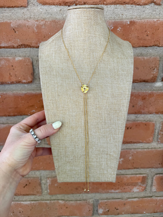 “The Golden Collection” Lets Go Girls Handmade Gold Plated Bolo Tie Necklace