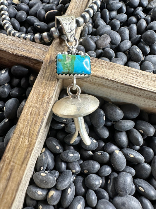 Handmade Sterling Silver Sonoran Mountain Turquoise Blossom Pendant
