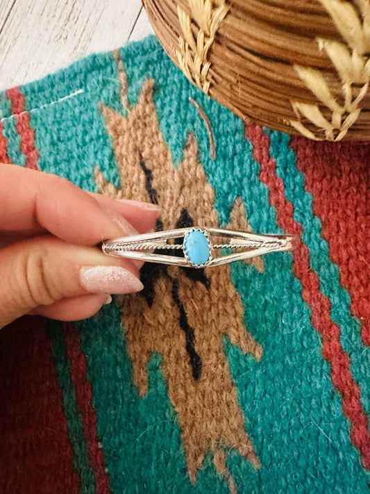 Navajo Sterling Silver & Turquoise Baby Cuff Bracelet