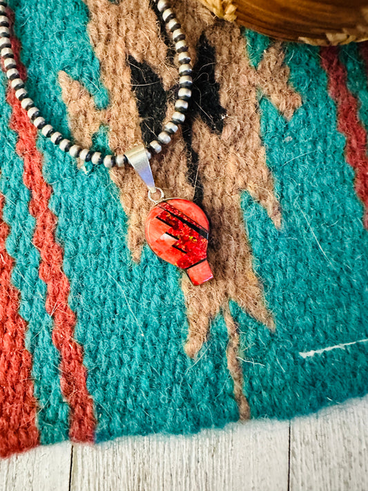 Navajo Multi Stone & Sterling Silver Inlay Pendant