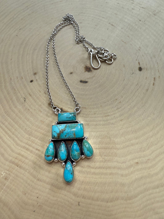 Handmade Sterling Silver & Kingman Turquoise Necklace