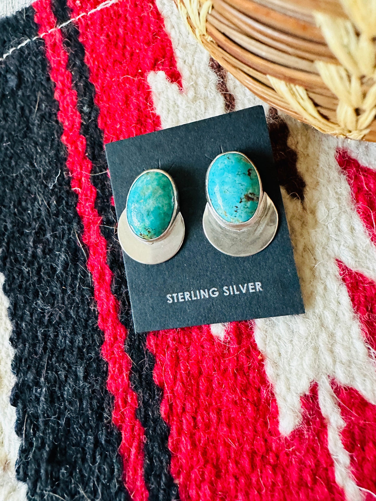 Navajo Turquoise & Sterling Silver Post Earrings