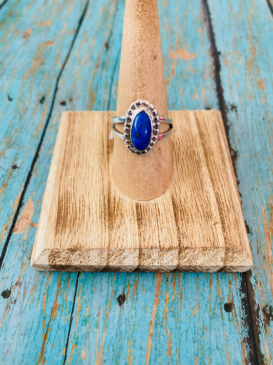 Navajo Sterling Silver & Lapis Ring Size 7.5