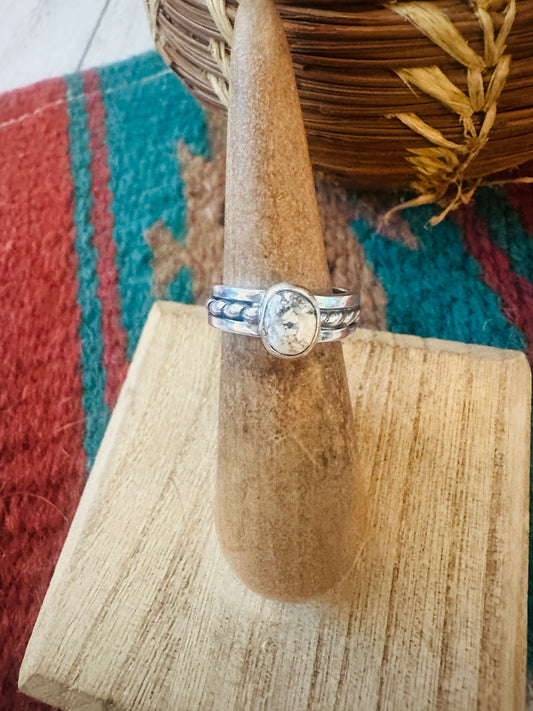 Navajo Sterling Silver & White Buffalo Ring