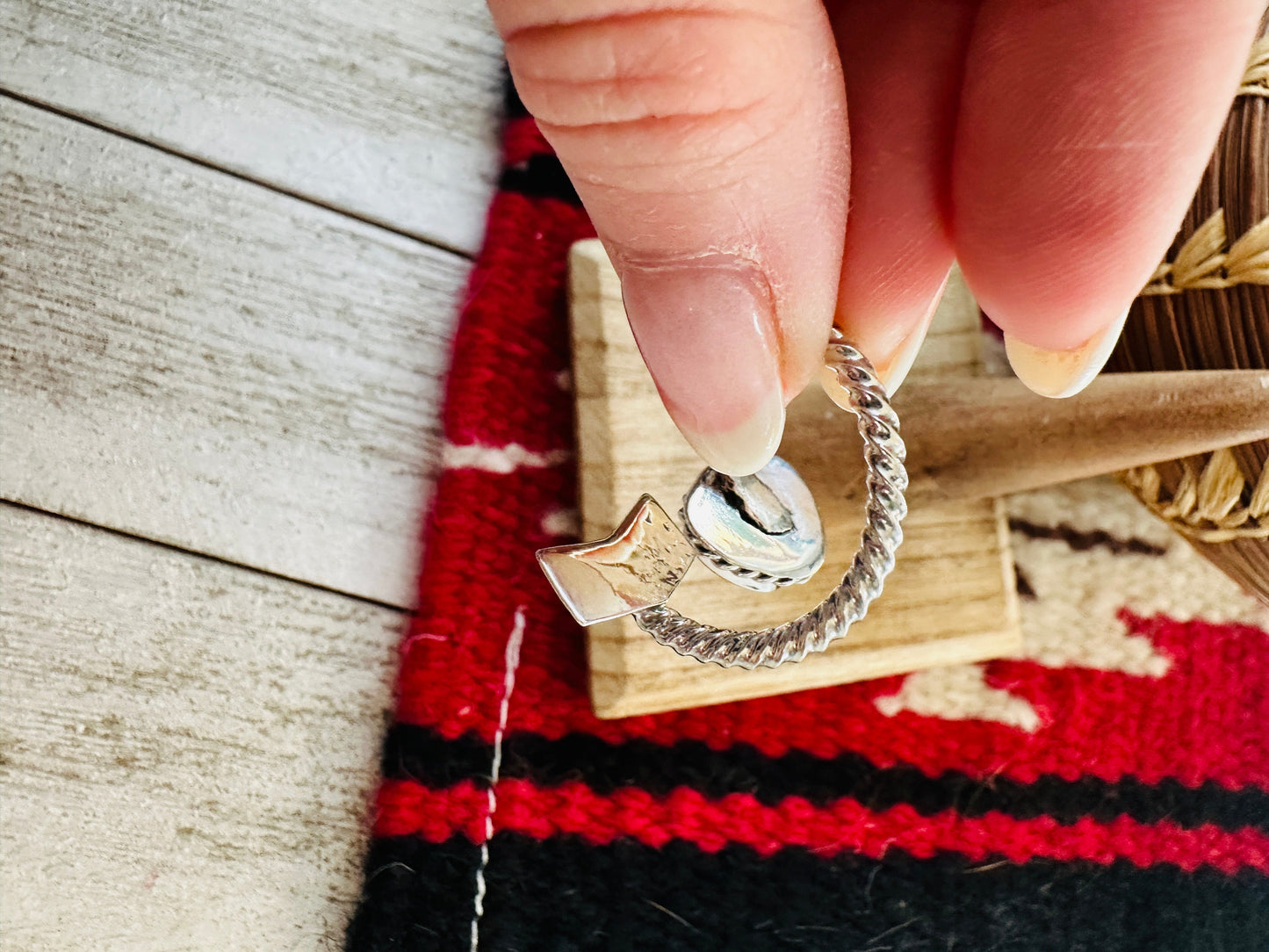 Navajo Sterling Silver & Turquoise Adjustable Arrow Ring