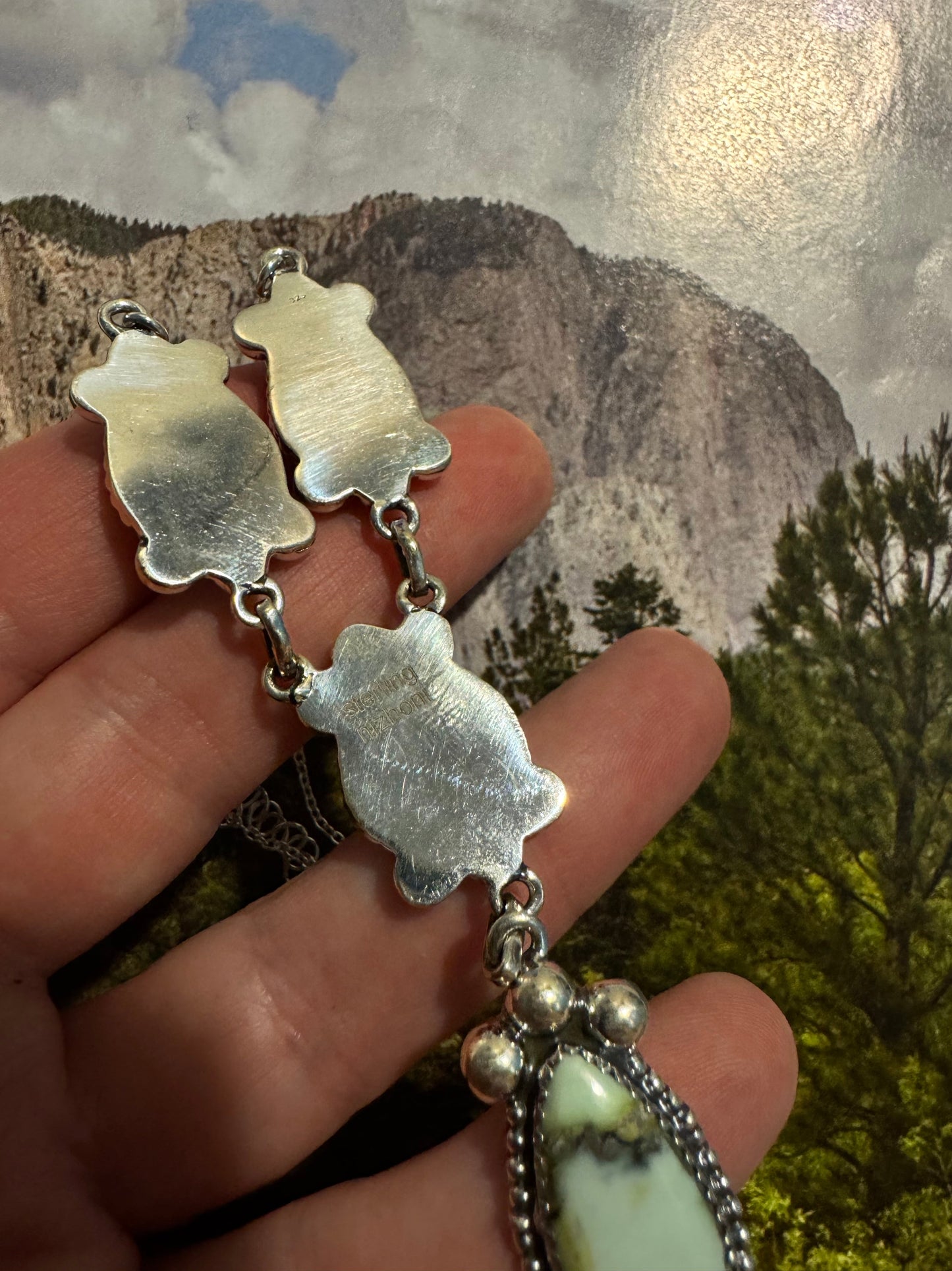 Beautiful Handmade Sterling Silver & Palomino Lariat Necklace