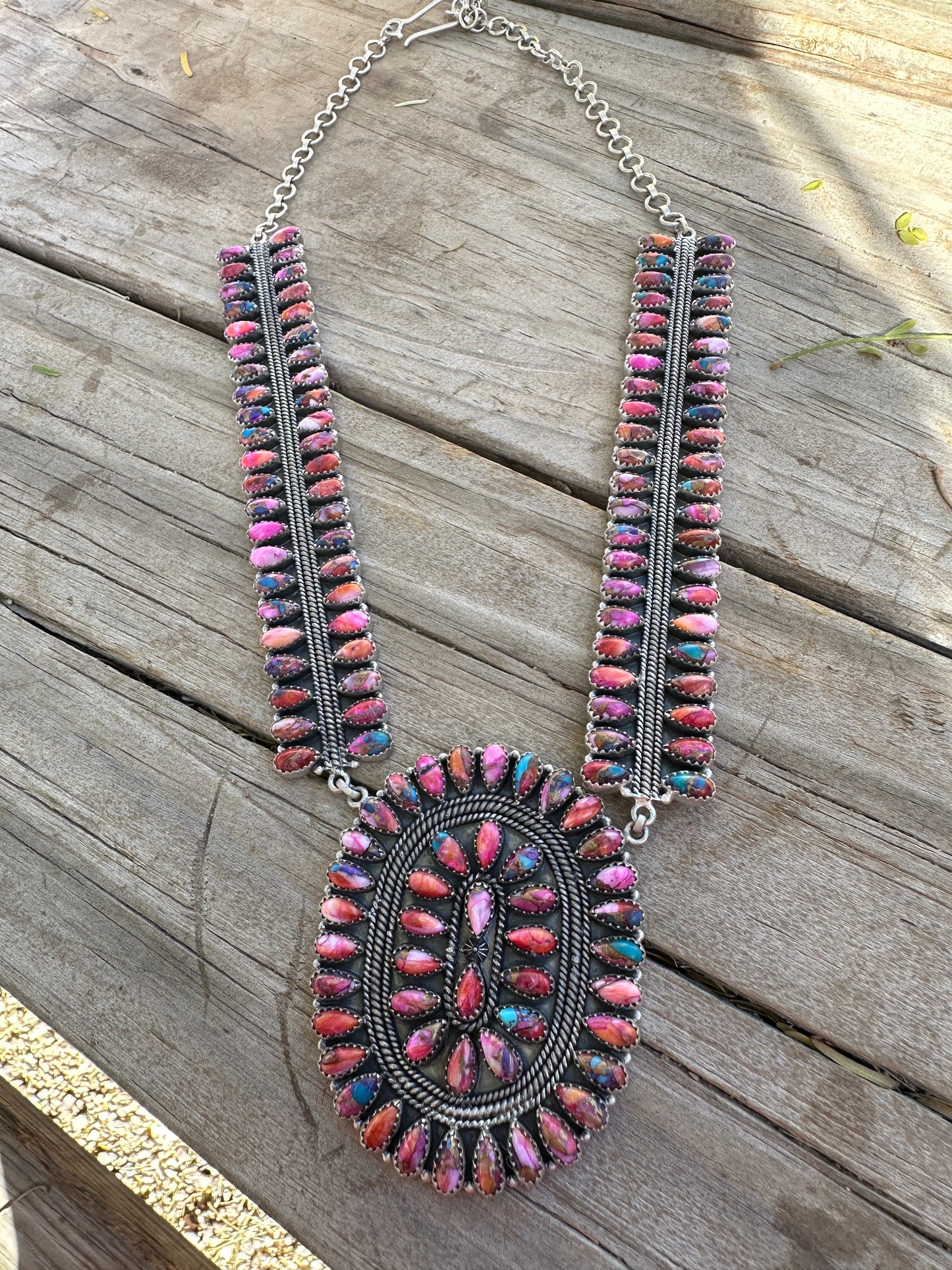 Handmade Pink Dream Mojave & Sterling Silver Statement Necklace