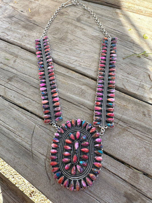 Handmade Pink Dream Mojave & Sterling Silver Statement Necklace