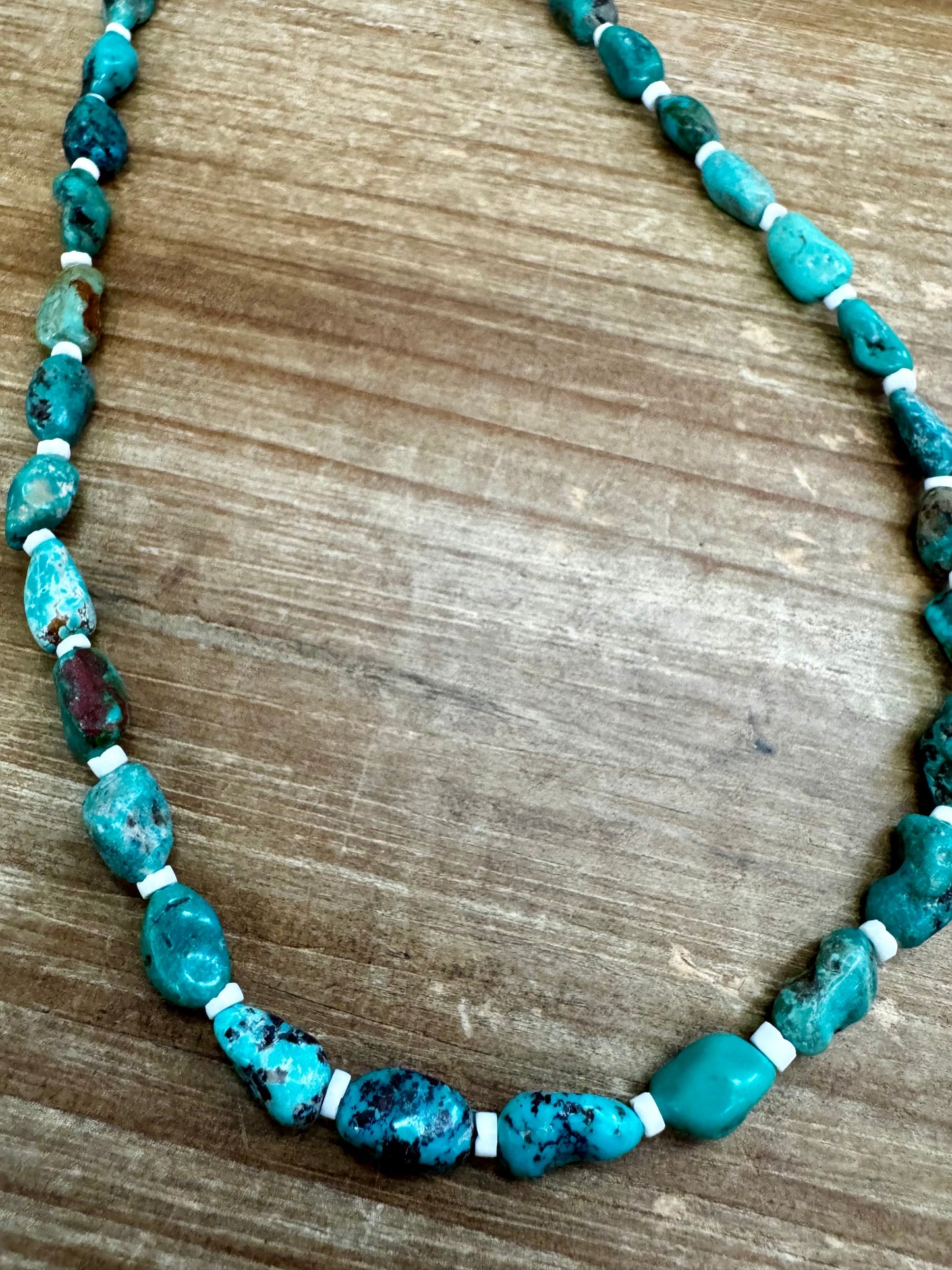 18 inch long blue turquoise nuggets necklace