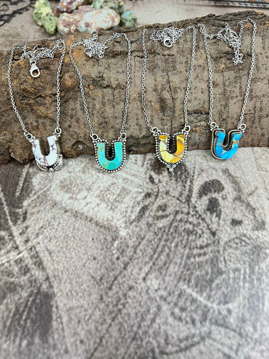 Handmade Sterling Silver Multi Stones Necklace with Signed Nizhoni