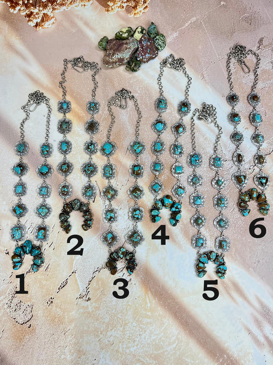 Handmade Sterling Silver Number 8 Turquoise Necklace with Signed Nizhoni