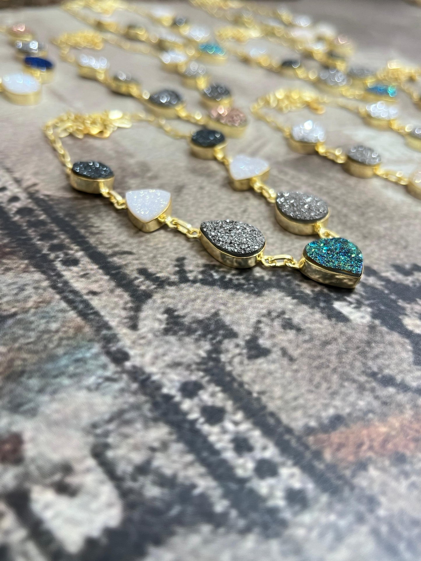 “The Boho Collection” Handmade Natural Druzy Necklace 8 Styles